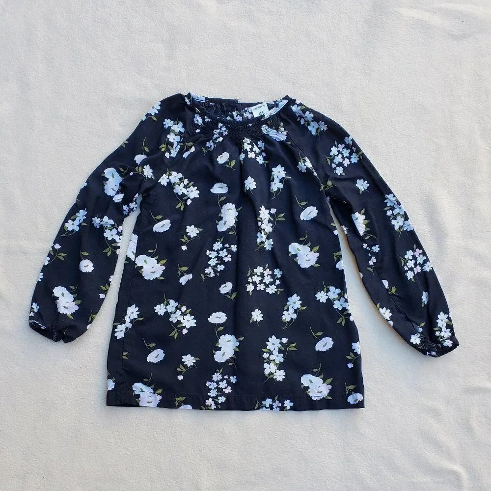 Carter's black with flowers long sleeve shirt